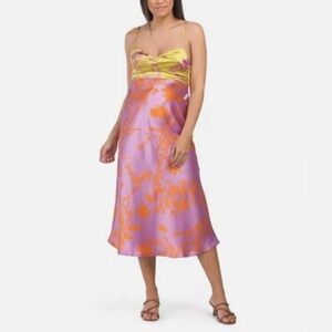 House of Harlow 1960 Elegant Purple and Yellow Floral Dress